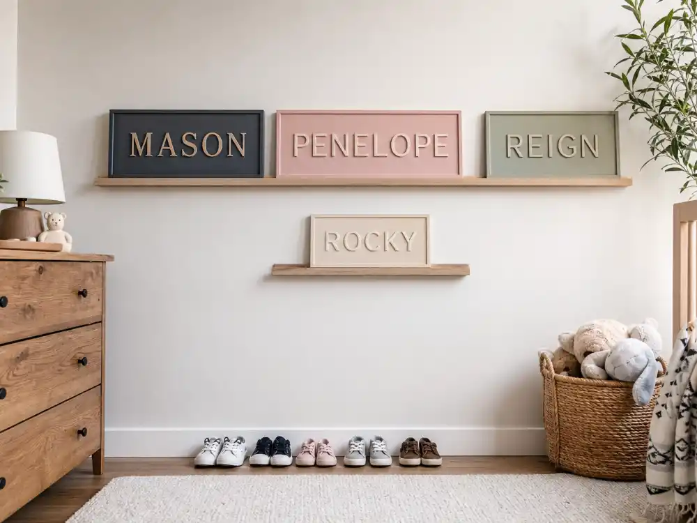 Mason Penelope Reign name plaques for Kris Jenner grandchildren complete list — Kourtney Disick trio plus Rocky Barker half-sibling note