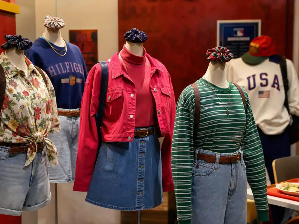 Bright 1990s preppy fashion display for Lark Voorhies Lisa Turtle sitcom era style on Saved by the Bell