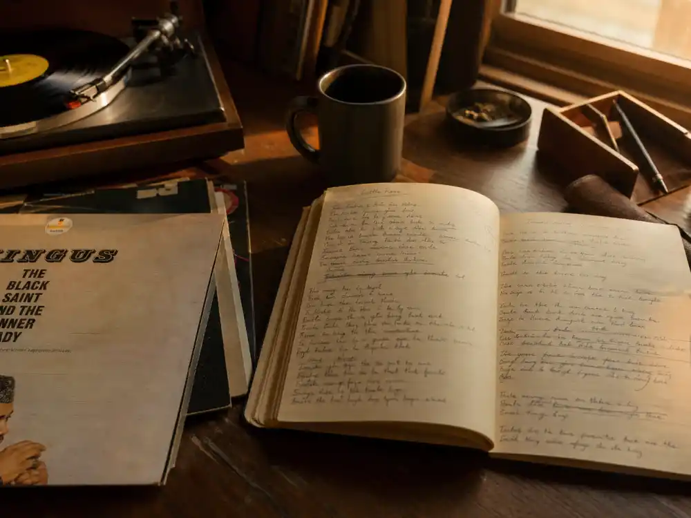 Vinyl album and lyrics notebook for Lauryn Hill Miseducation solo breakthrough after Fugees