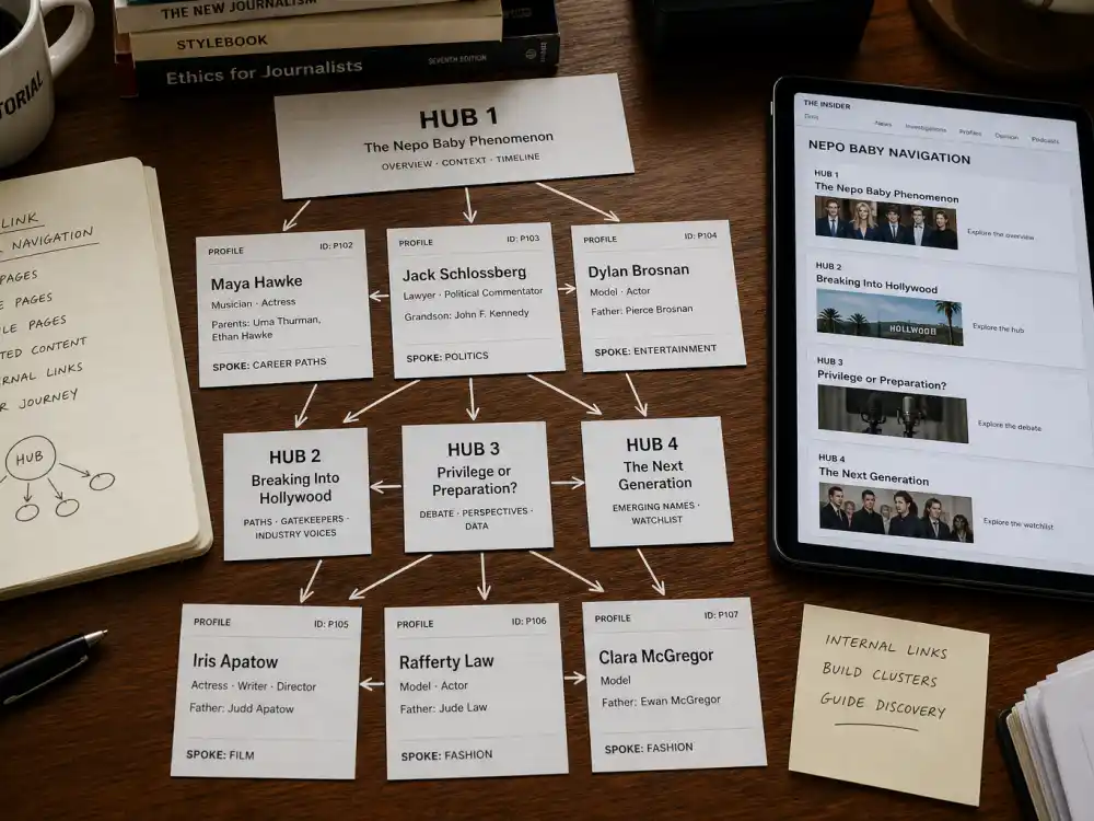 Cluster navigation map desk for Lily Rose Depp nepo baby acting roles cross-link to hub 26500 merit 26525 Kaia 26599 and Maya 26574