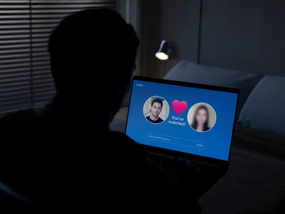 Laptop screen glow for the Manti Teo catfish scandal and Lennay Kekua online deception