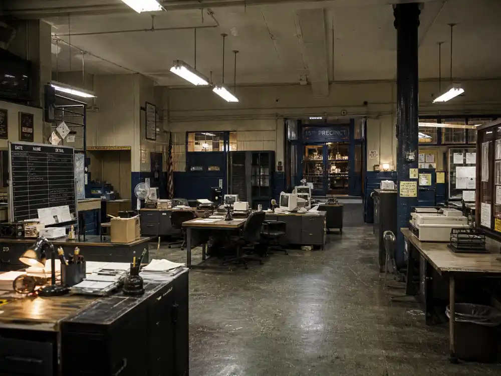 A New York police precinct squad room representing Mark-Paul Gosselaar NYPD Blue dramatic career turn