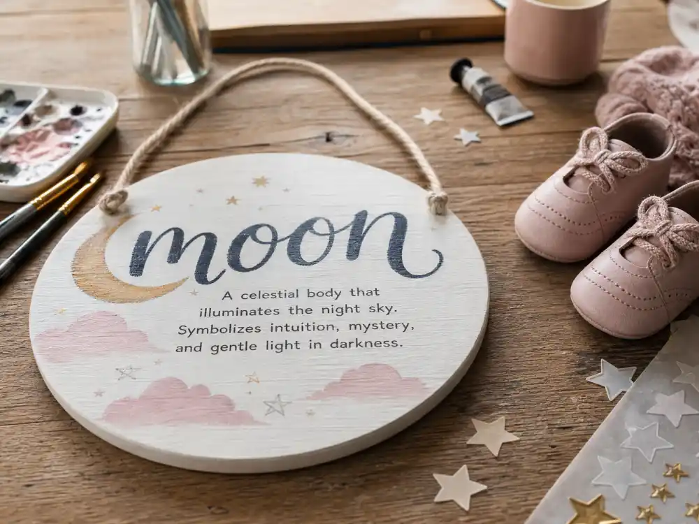 Moon-themed name plaque and tiny pink shoes — Meghan Trainor baby announcement 2026 and the meaning behind Mikey Moon Trainor