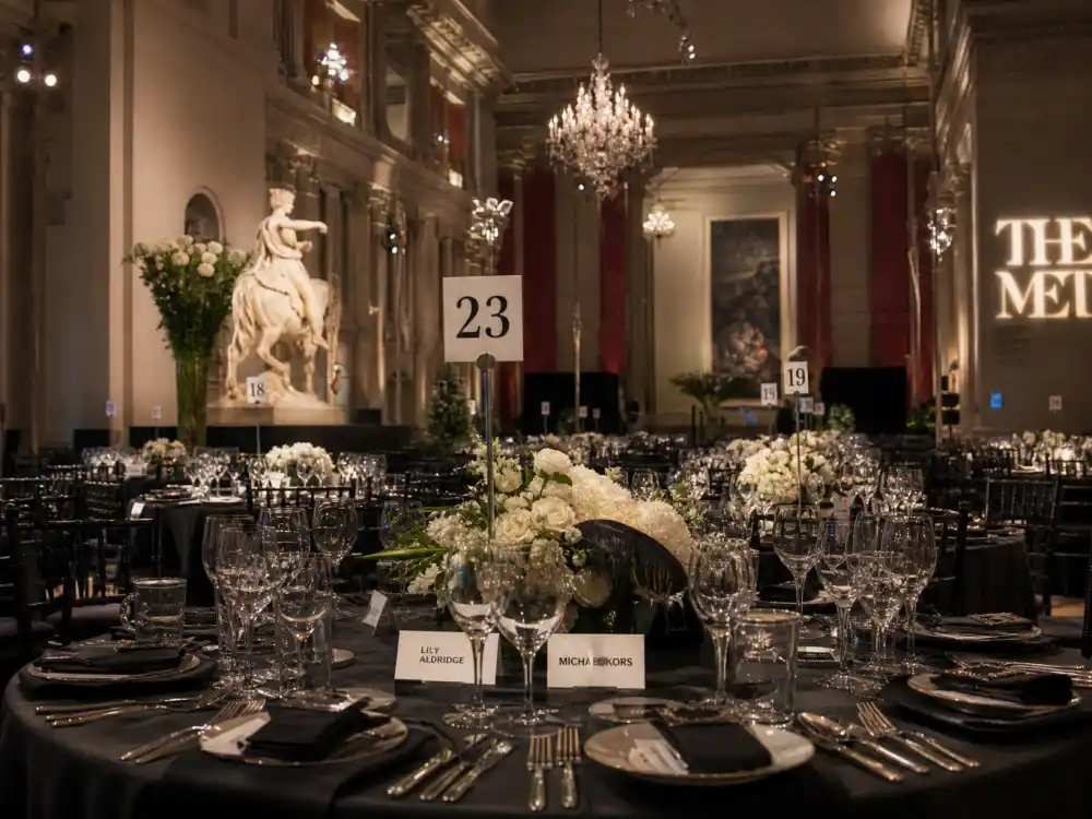 Assigned seating inside the Met great hall — Met Gala rules celebrities must follow mean guests cannot swap tables without staff approval