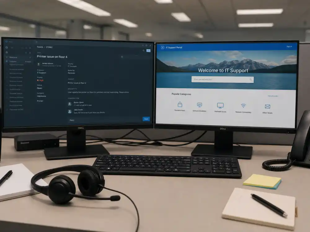 Modern IT tech support desk for what happened to Michael Oliver now — normal 9-to-5 life away from cameras