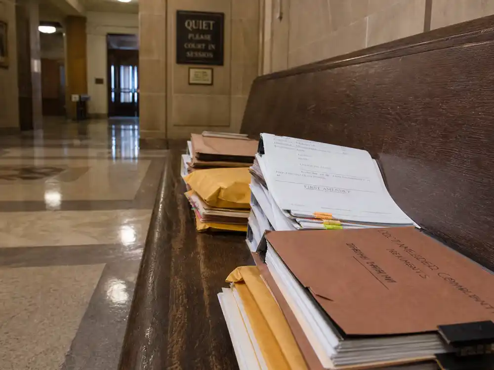 Courthouse legal folders for what happened to Michael Oliver after Universal Pictures contract extortion lawsuit