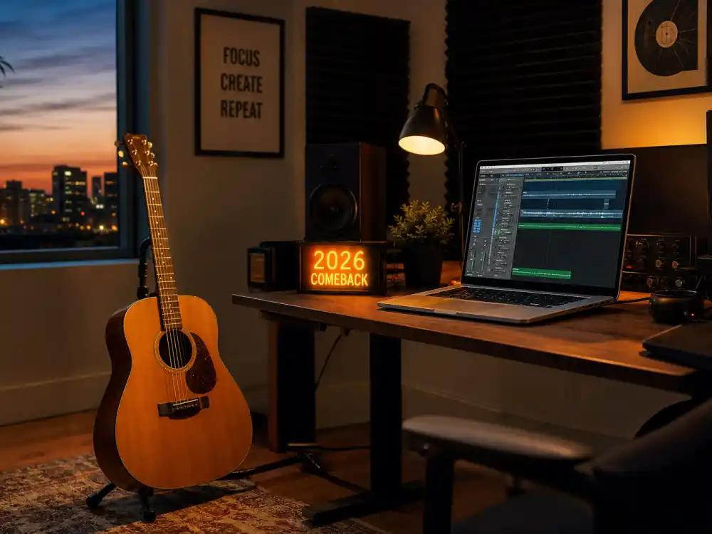 Modern home studio for what happened to Michelle Branch now — songwriting and independent releases in 2026