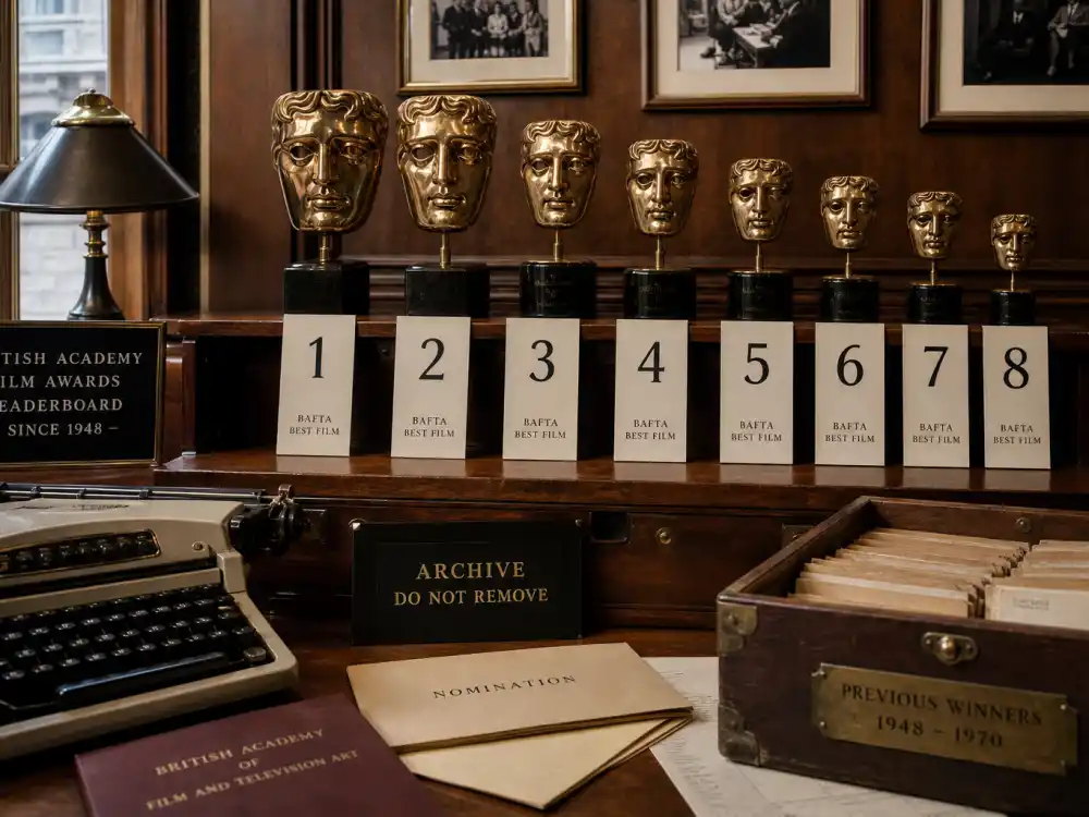 Vintage BAFTA acting win leaderboard archive documenting the most BAFTAs won by an actor through British cinema history