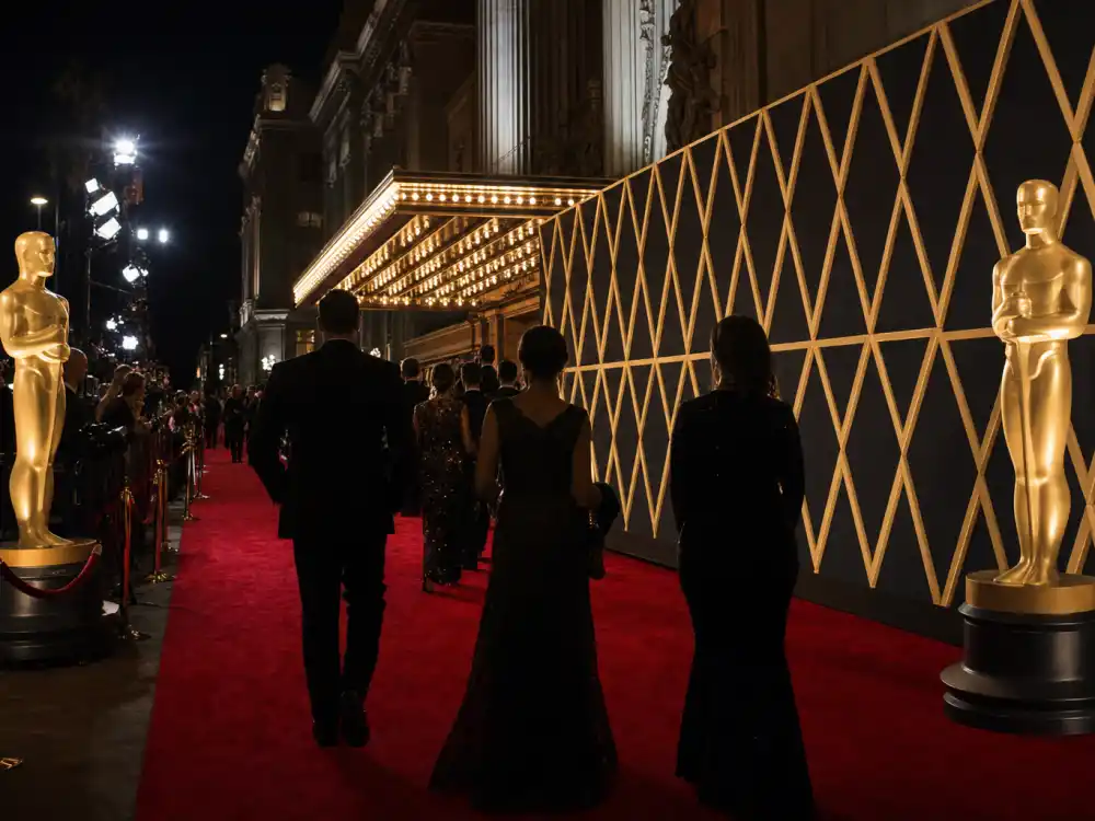 Red carpet awards premiere atmosphere tied to movies that won the most Oscars and their ceremony-night sweeps