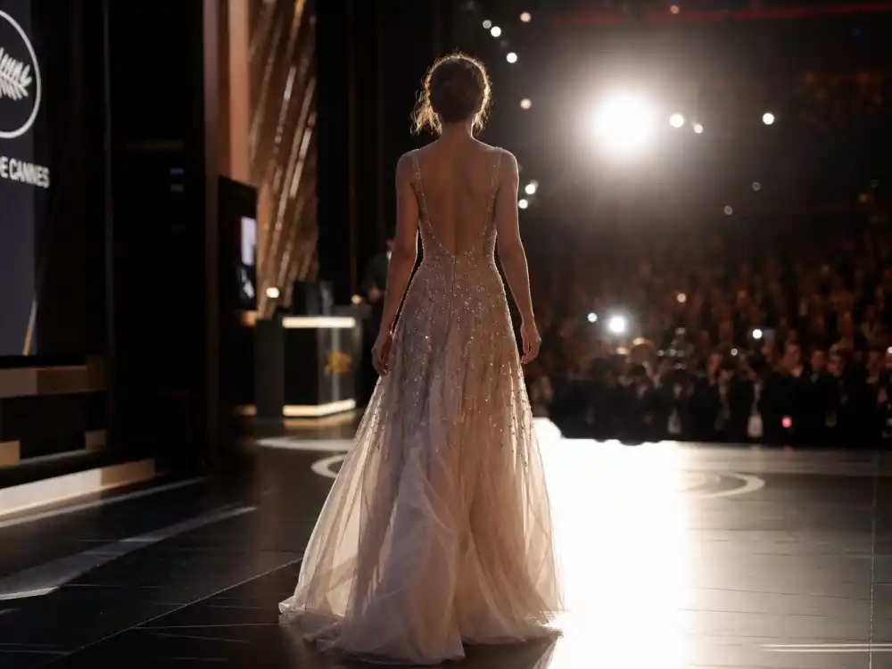 Award stage from behind for nepo babies who made it on their own Lily-Rose Depp acting premiere career milestone editorial silhouette
