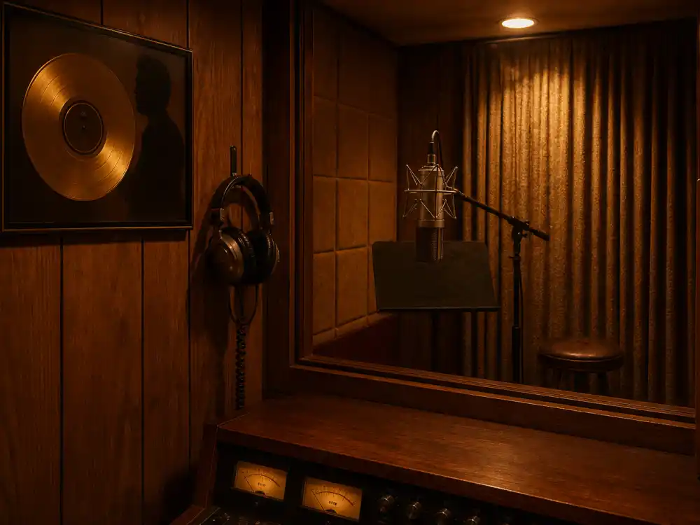 1970s analog booth with gold-record silhouette recalls the Starland Vocal Band era among one hit wonders who won Grammys
