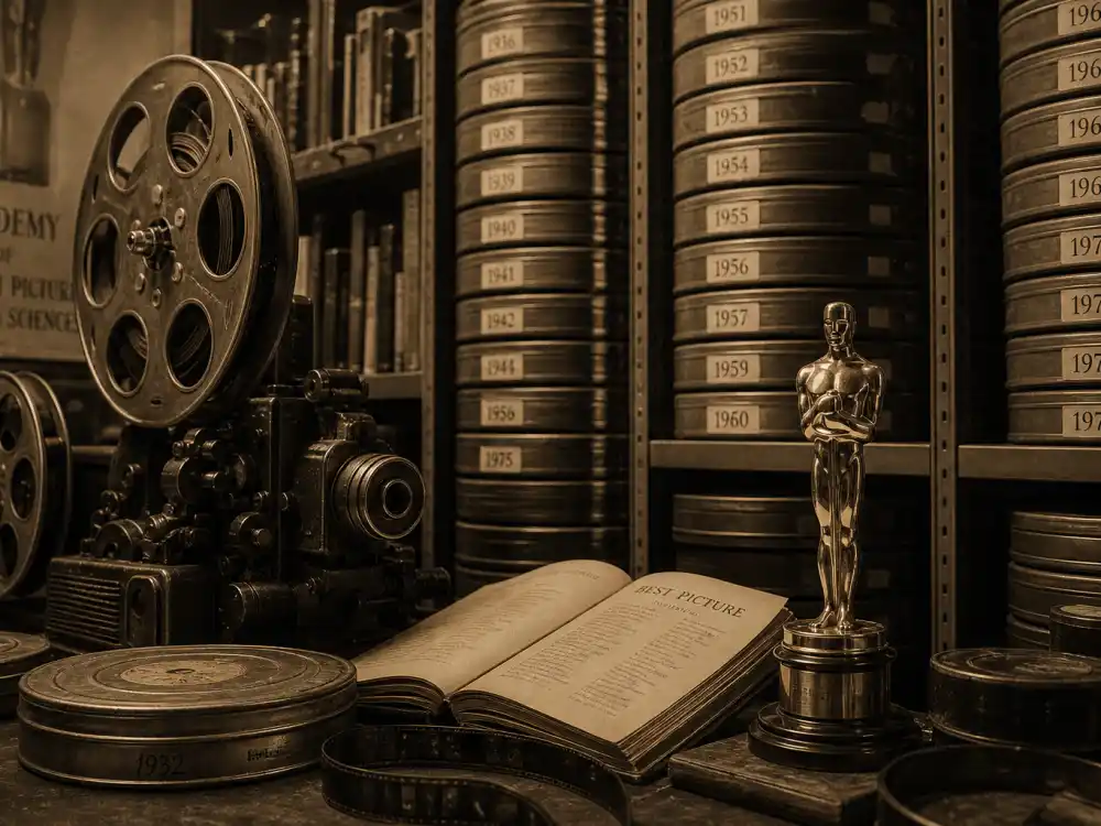 Vintage Hollywood film archive documenting the Oscar best picture winners by year complete list through Academy history