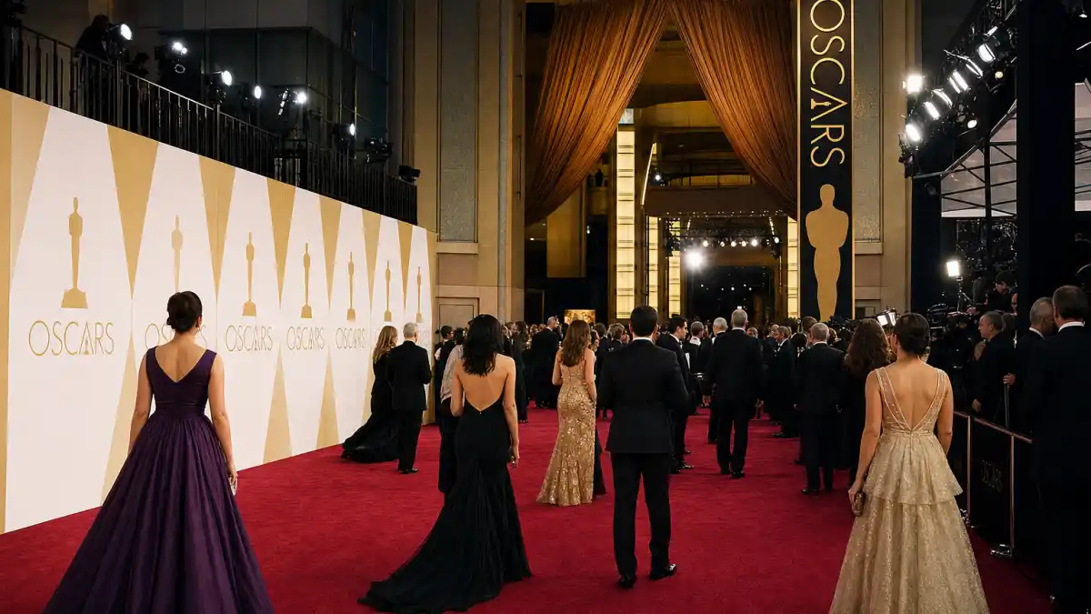 Oscar red carpet best dressed all time — Dolby Theatre arrivals with formal evening gowns, tuxedos, and press photographers at the Academy Awards