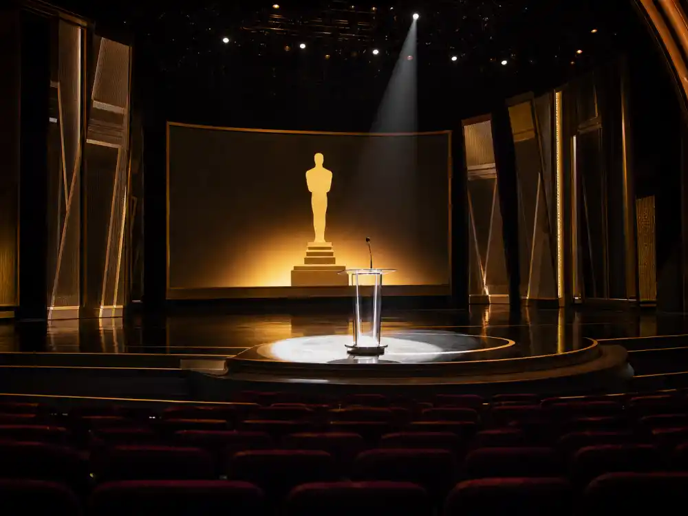Awards ceremony stage podium where Oscar winners 2026 full list honorees accepted trophies live on ABC