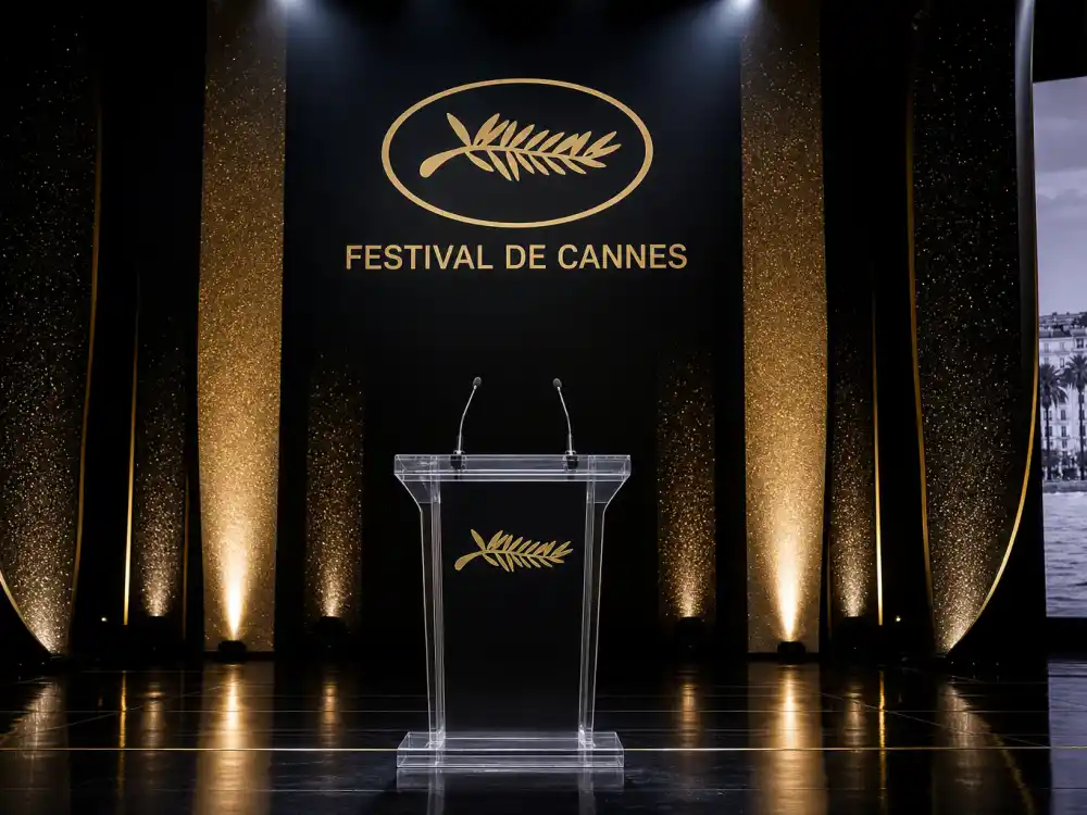 Cannes awards ceremony stage with golden palm backdrop for Palme d'Or winners list by year closing night