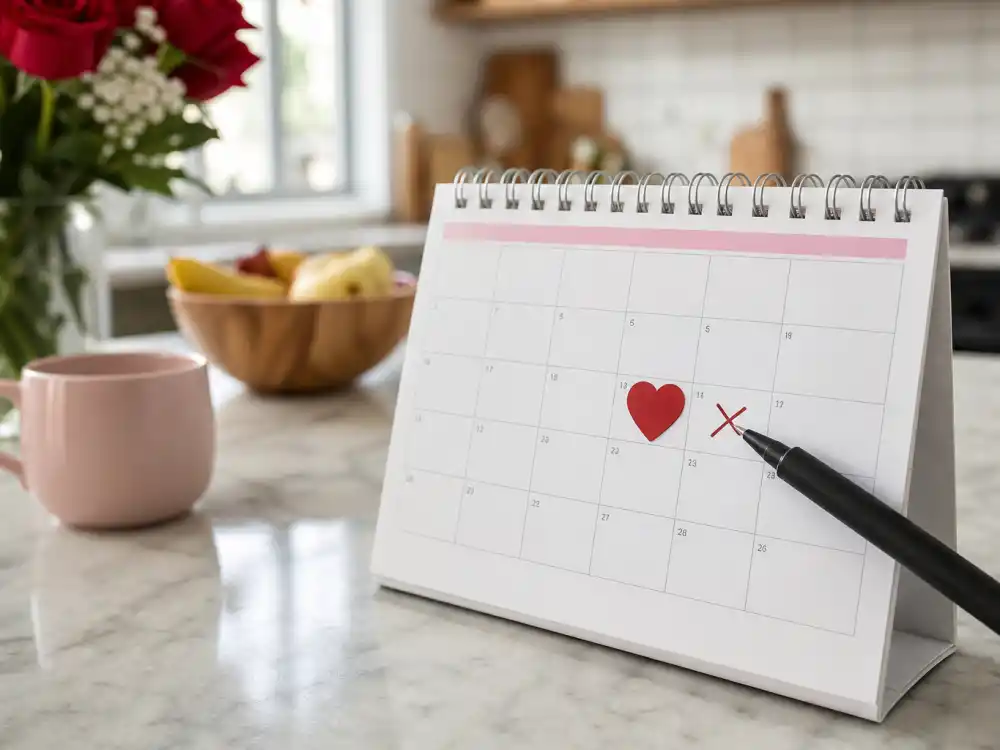 February calendar with correction mark debunking Pink pregnancy announcement 2025 Wilder James Hart Valentine birth fiction