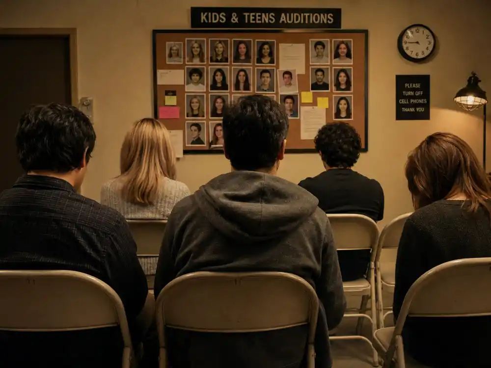 An indie film audition waiting room evoking how Quvenzhané Wallis was discovered for Beasts of the Southern Wild
