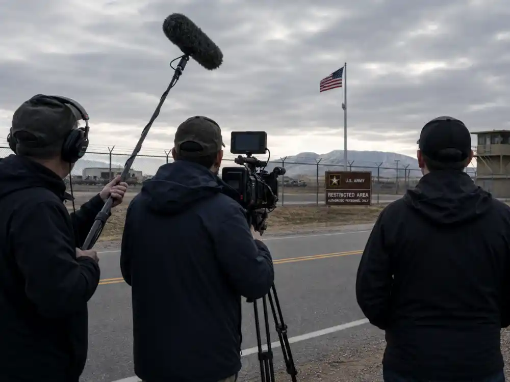 A documentary crew filming for Rick Schroder Reel American Heroes Foundation military veteran projects