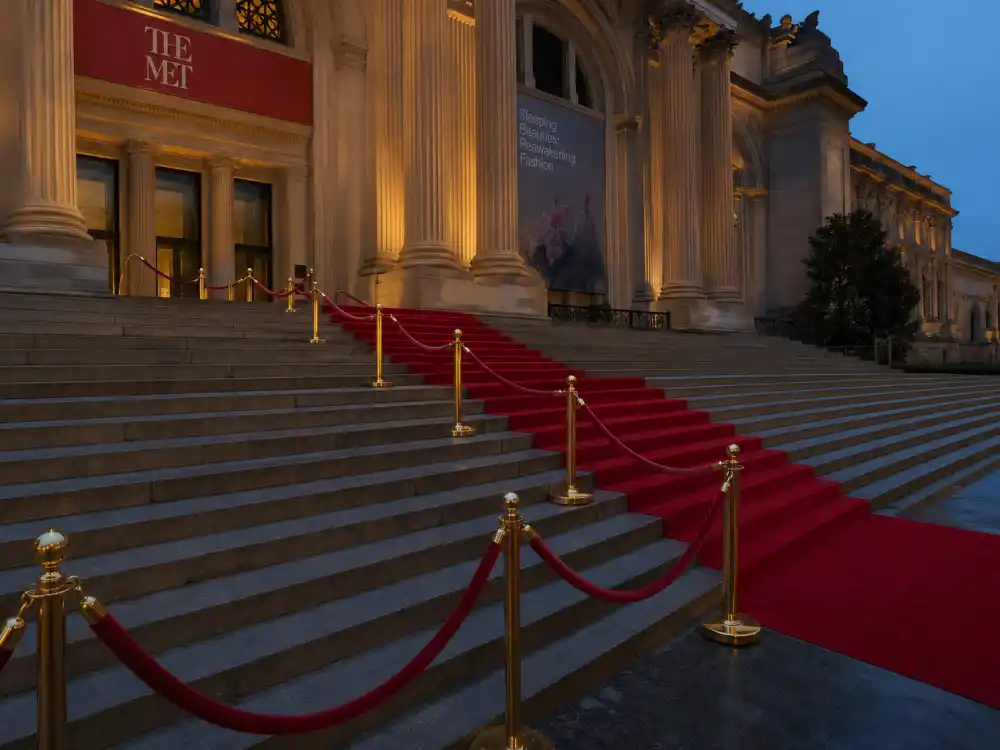 Met Museum steps and empty red carpet for Rihanna pregnancy announcement ASAP Rocky May 5 2025 Met Gala night context
