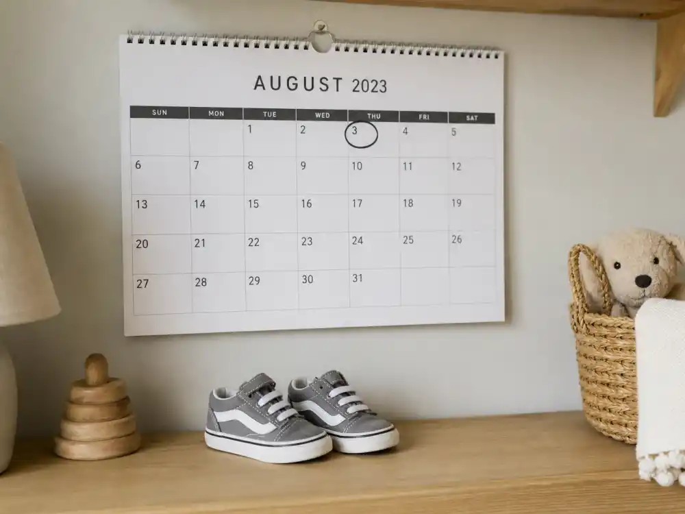 August 3 2023 calendar with toddler sneakers for Rihanna sons RZA and Riot Rose guide — Riot Rose Mayers birth date per Us Weekly