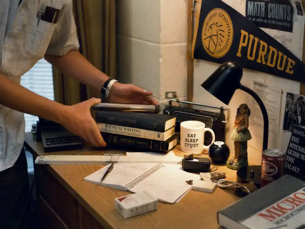 A 1984 college dorm with nerd memorabilia for Robert Carradine Revenge of the Nerds Lewis Skolnick fame