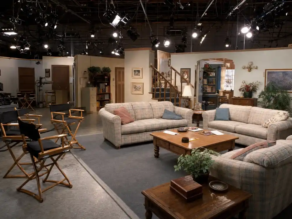 1990s sitcom soundstage living room set for the Roseanne cast where are they now peak ABC era