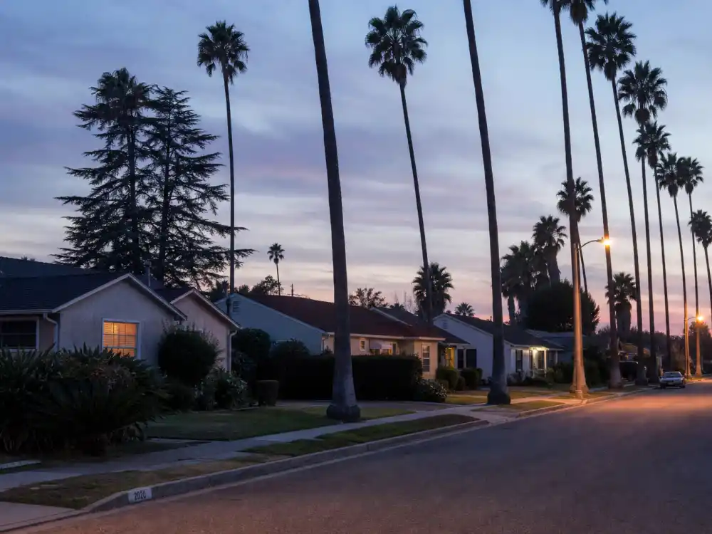 Quiet Los Angeles street at dusk for where is Ross Bagley now after stepping back from acting