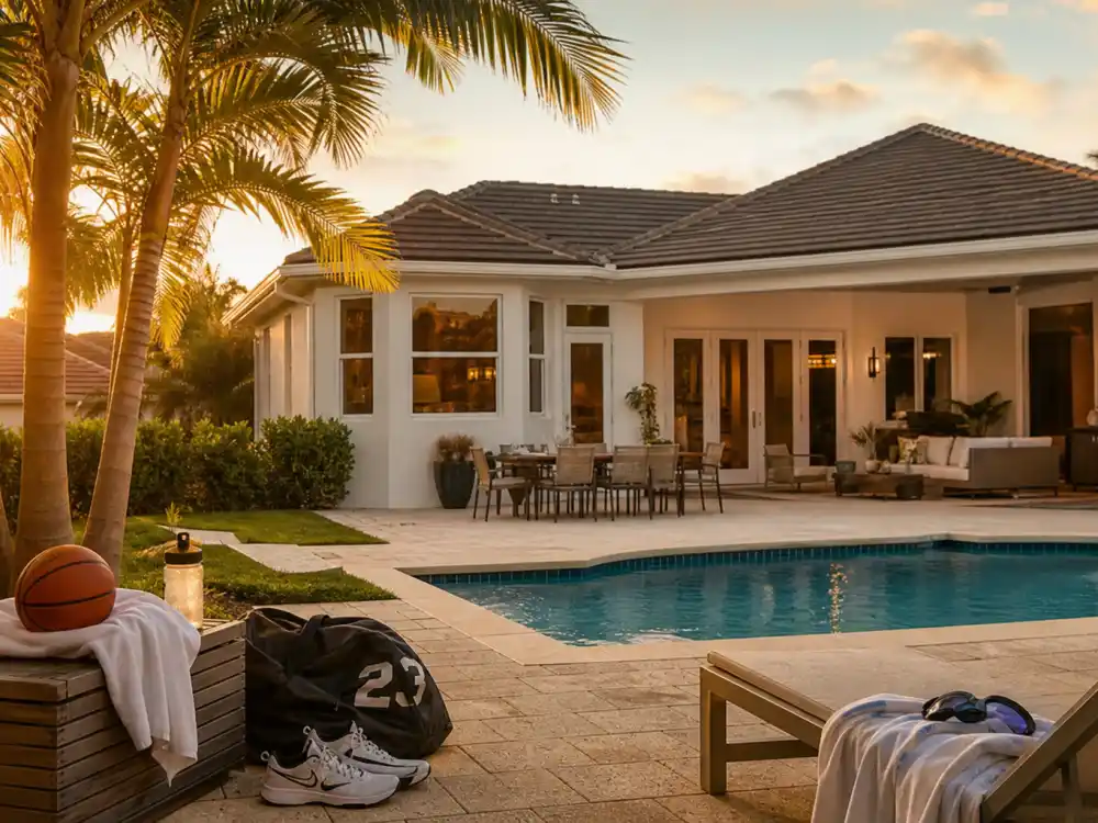 Florida suburban home with pool for Ryan Lochte family life now with wife Kayla Rae Reid and children