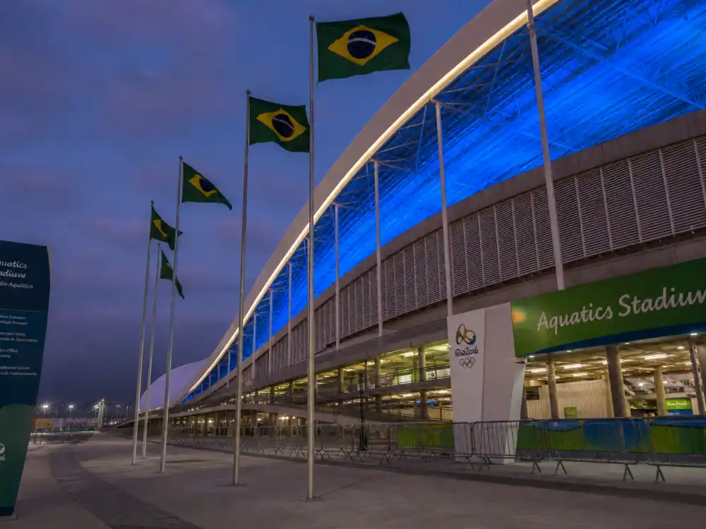 Rio 2016 Olympic aquatics venue exterior tied to what happened to Ryan Lochte at the Games