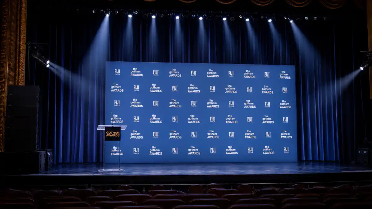 SAG Awards 2026 winners list — empty Shrine Auditorium awards stage where the 32nd Actor Awards crowned Sinners, The Pitt, and The Studio