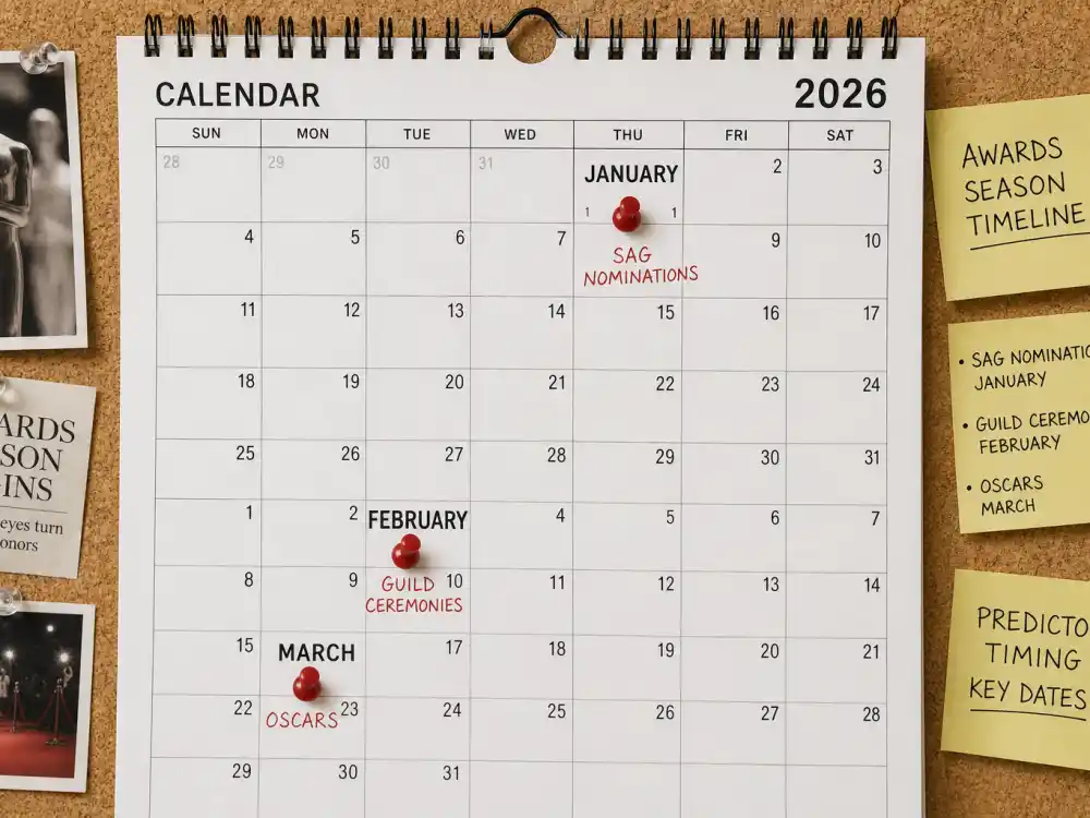 Awards season calendar for SAG Awards vs Oscars predictor explained — January SAG nominations through March Academy ceremony timing