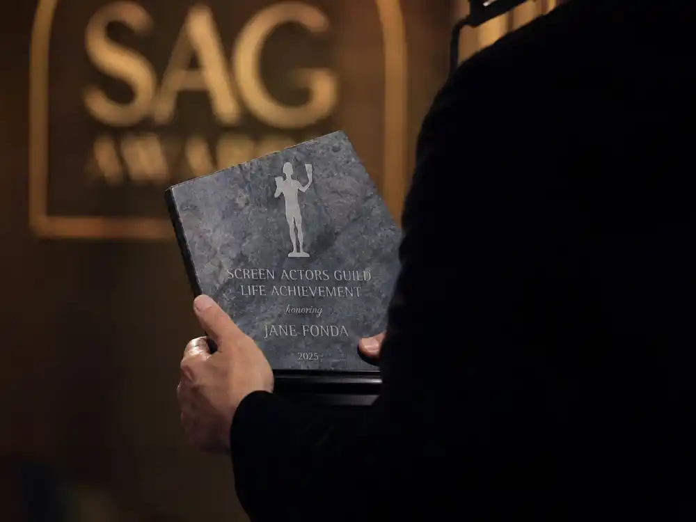 Lifetime achievement trophy presentation moment on the SAG Life Achievement Award winners list — 2026 Harrison Ford honor at Actor Awards