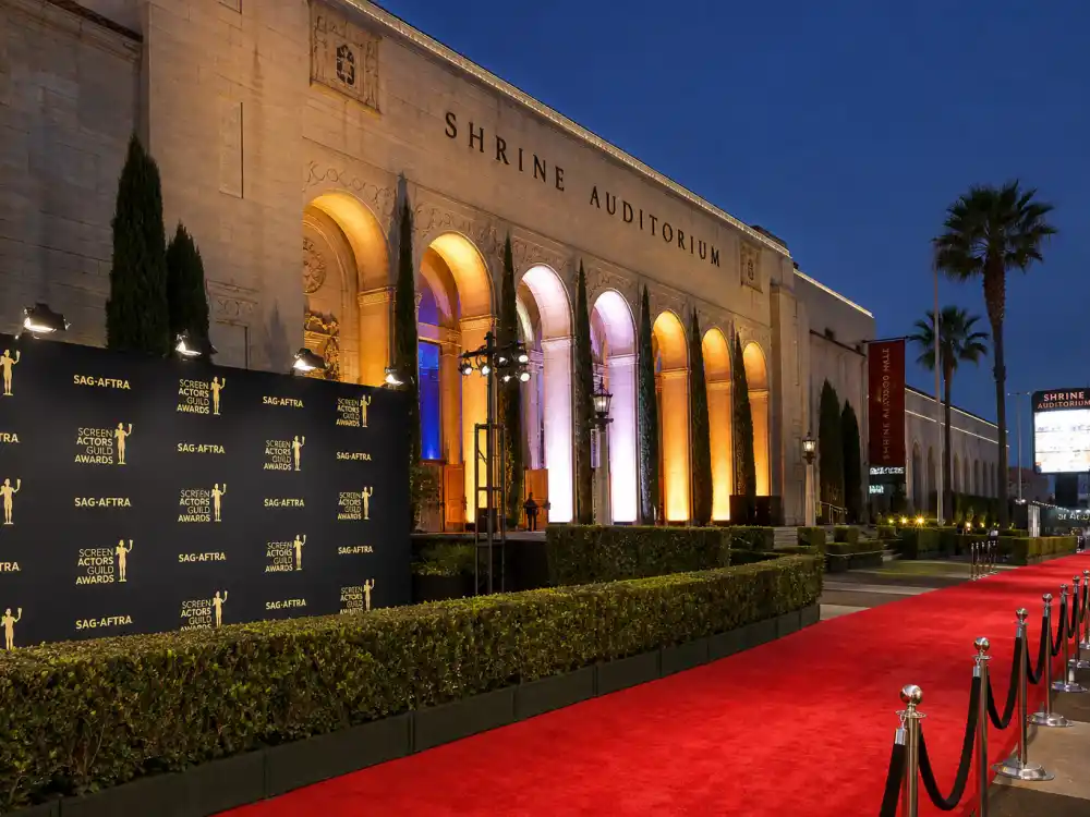Shrine Auditorium exterior for the SAG Life Achievement Award winners list — Los Angeles Actor Awards ceremony venue