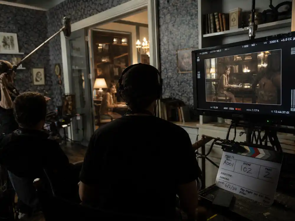 Television drama soundstage from behind for second generation celebrities dominating 2026 Maya Hawke Stranger Things streaming lane editorial without identifiable faces