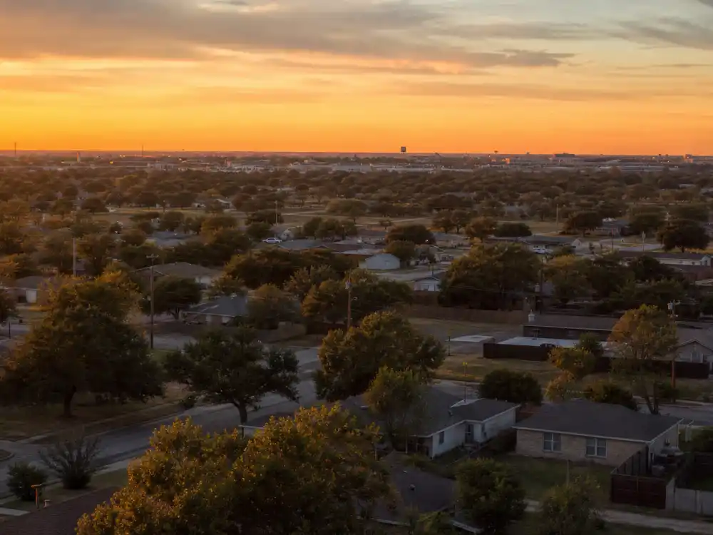 Texas suburban neighborhood evoking Selena Gomez age and birthday 2026 birthplace — Grand Prairie where Selena Marie Gomez was born July 22, 1992