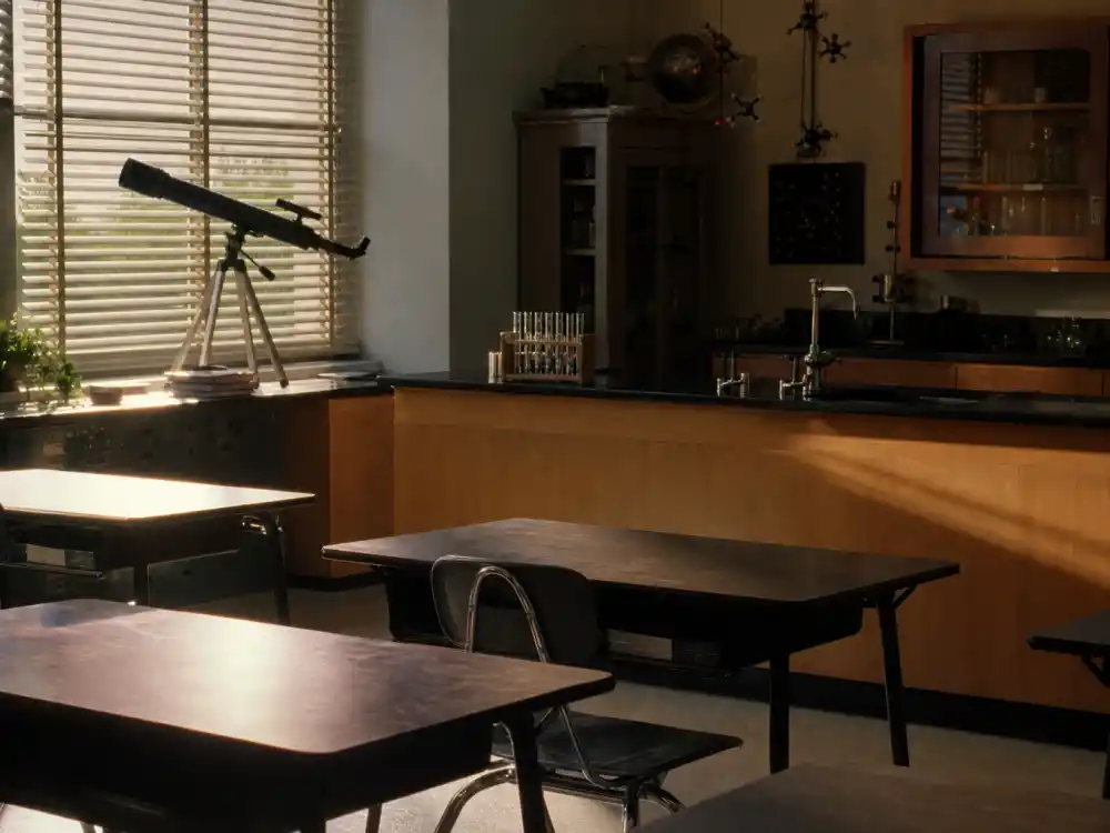 High school science classroom for where is Shane West now A Walk to Remember teen romance stardom