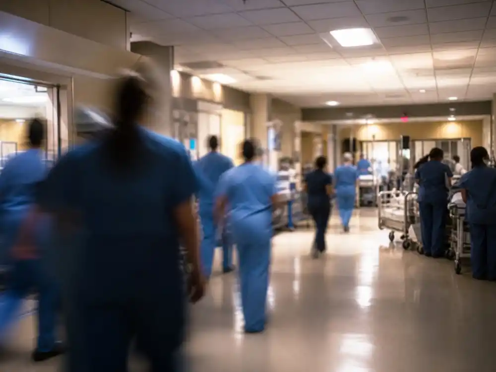 Hospital ER corridor for where is Shane West now as Dr Ray Barnett on NBC medical drama ER