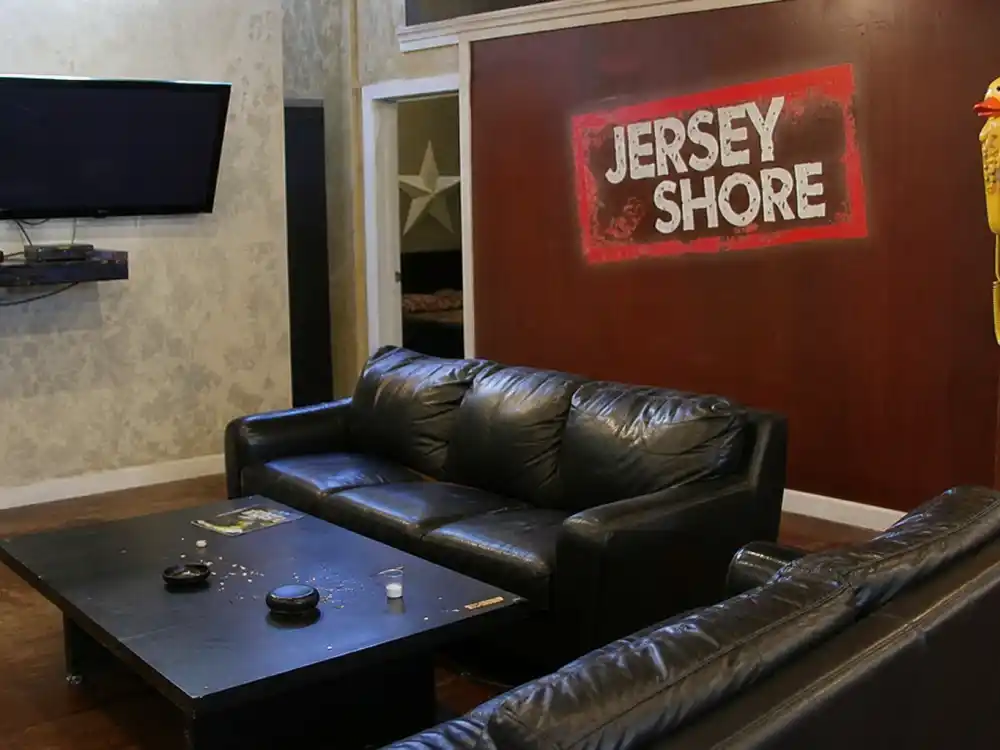 Jersey Shore MTV shore house living room for where is Snooki now — 2009 reality TV debut era