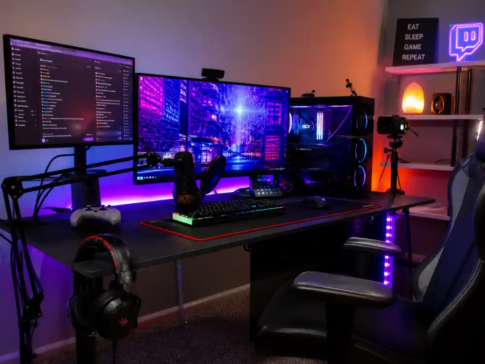 RGB gaming stream desk for what happened to Soulja Boy in Twitch and console era