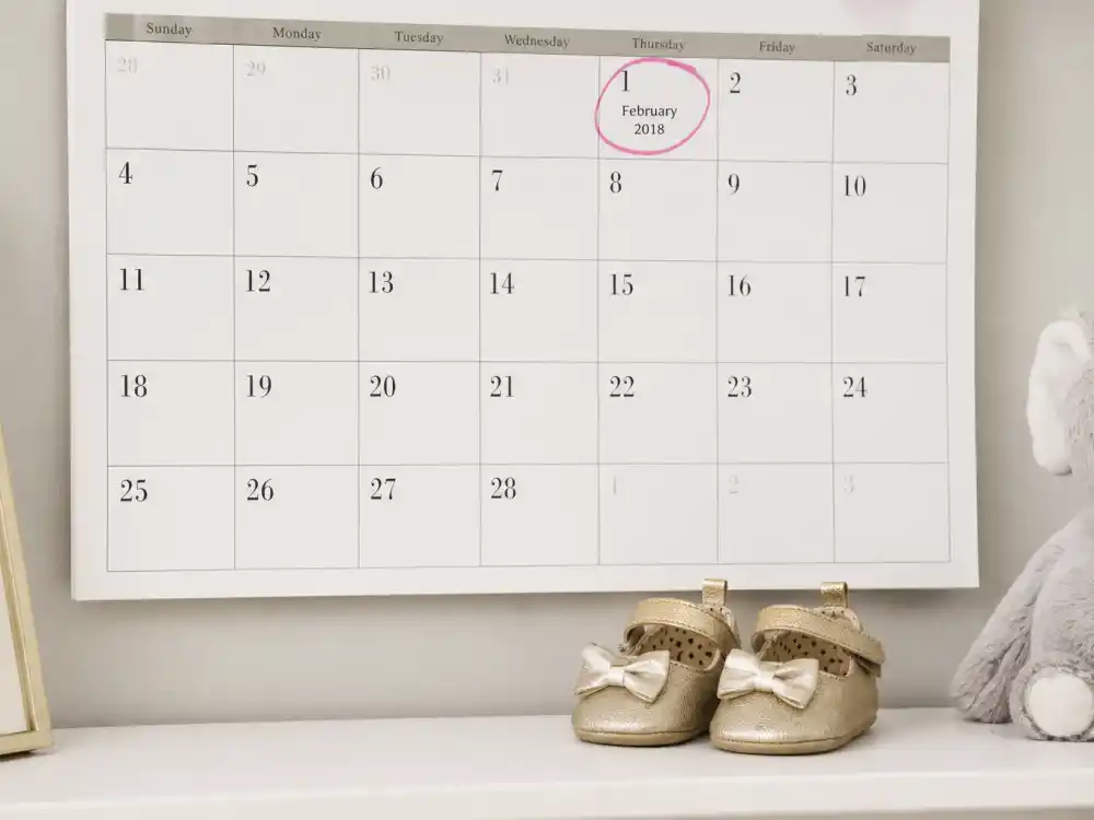 February 1 2018 calendar with tiny designer shoes for Stormi Webster age and personality — verified birth date per People and Us Weekly