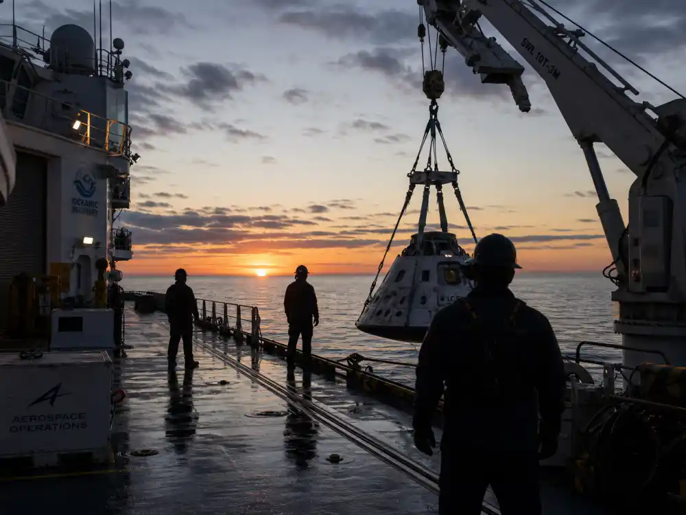 Ocean recovery vessel deck for where is Taran Noah Smith now as SpaceX sea recovery technician