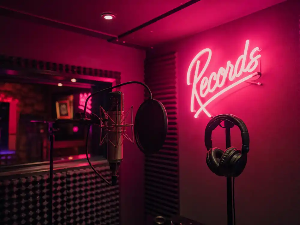 Pink neon recording booth for what happened to Tila Tequila music and reality TV crossover