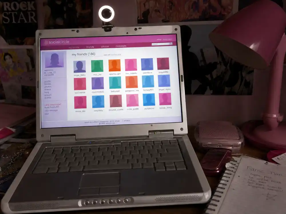 Vintage laptop social friend grid for what happened to Tila Tequila as MySpace queen in 2005