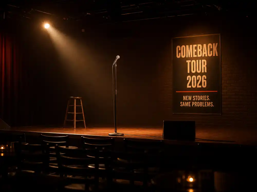 Comedy club stage for what happened to Tom Green now and his 2026 touring comeback