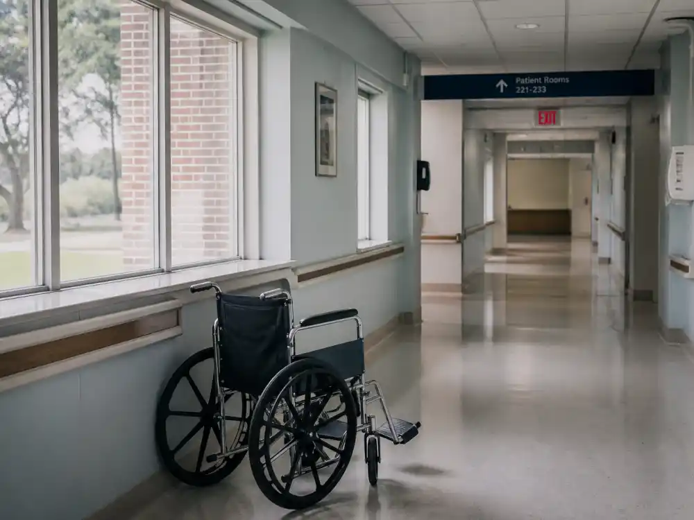 Hospital corridor for what happened to Tom Green testicular cancer diagnosis and recovery