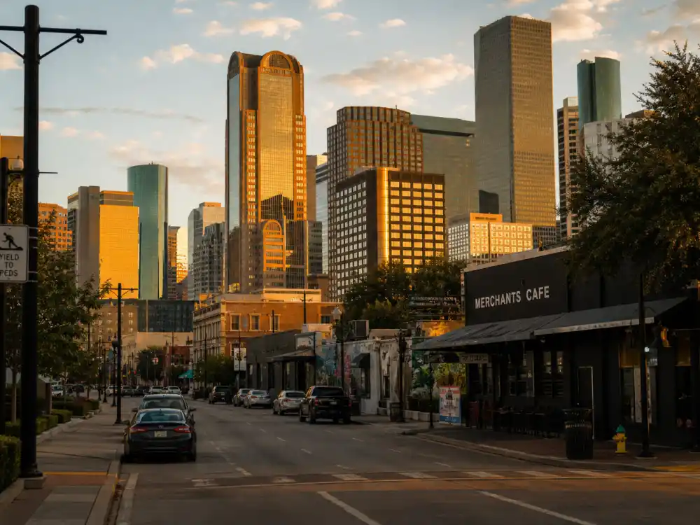 Houston Texas skyline evoking Travis Scott age and birthday 2026 birthplace — Southern city where he was born April 30, 1992