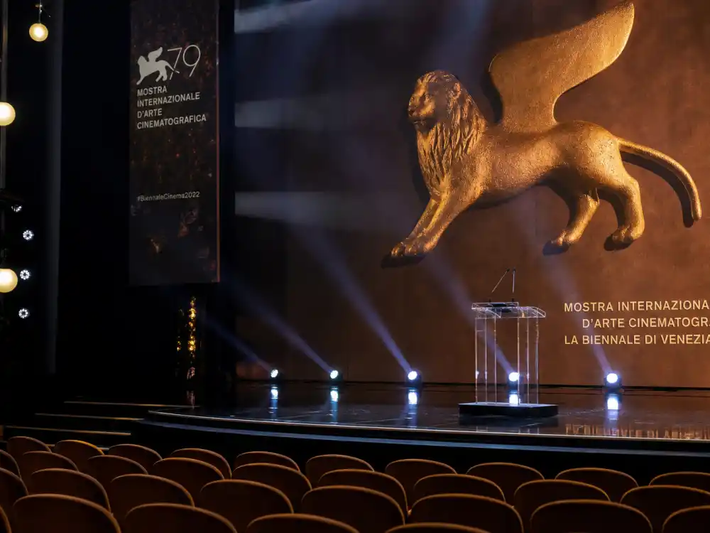 Venice Film Festival awards ceremony stage with Golden Lion backdrop for Venice Film Festival explained Golden Lion closing night