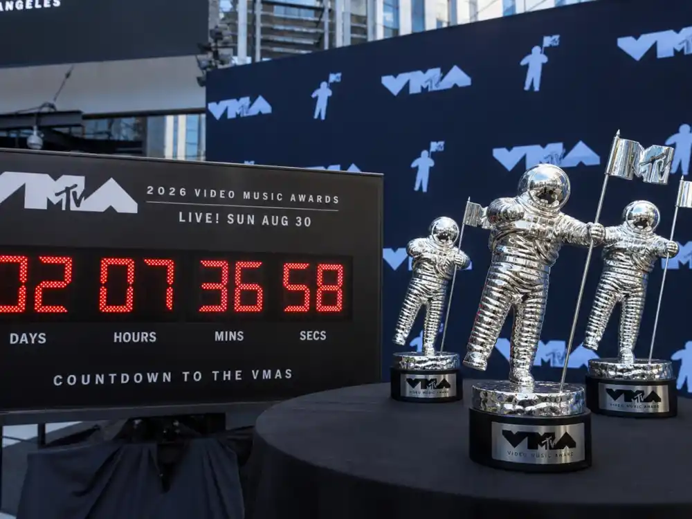 VMA 2026 record chase press wall with Moon Person trophies before ceremony that may rewrite the most VMAs won by an artist leaderboard