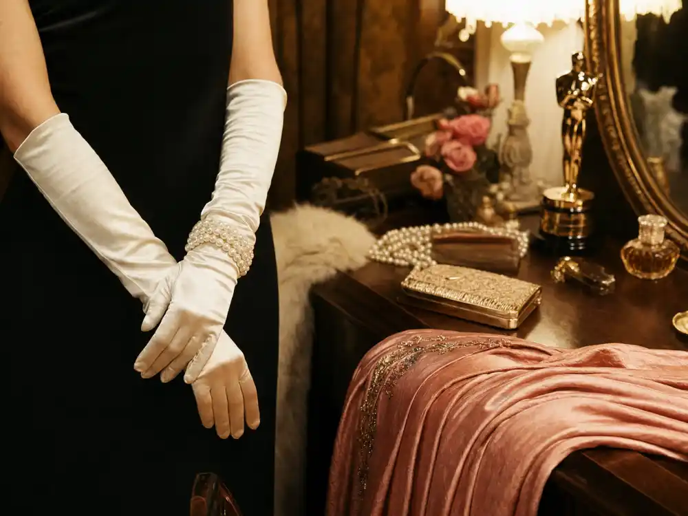 Vintage Old Hollywood Oscar glamour styling behind what did Ariana Grande wear to Oscars pink satin era