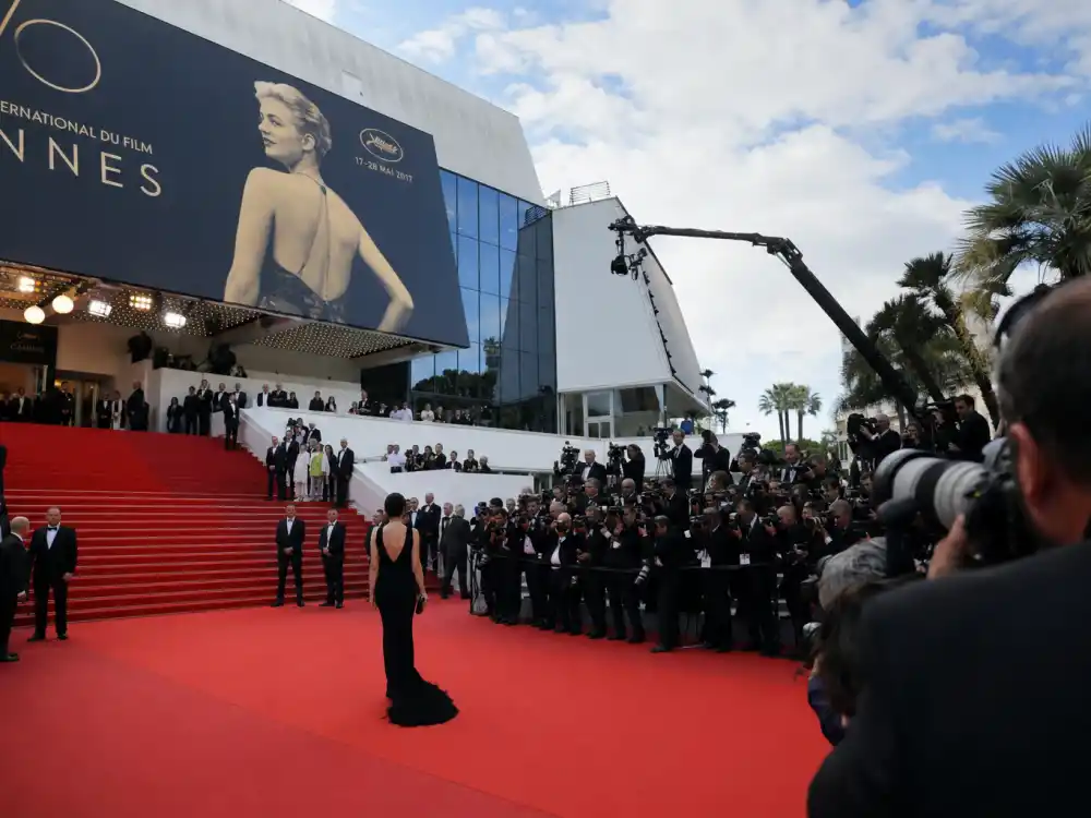 Cannes Film Festival opening ceremony red carpet answering what did Bella Hadid wear to Cannes Palais des Festivals arrivals